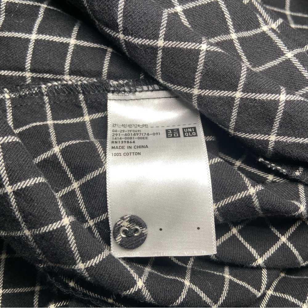 UNIQLO x Ines De La Fressange Checkered Plaid Black Large Cotton Dress *No Belt - Picture 4 of 4
